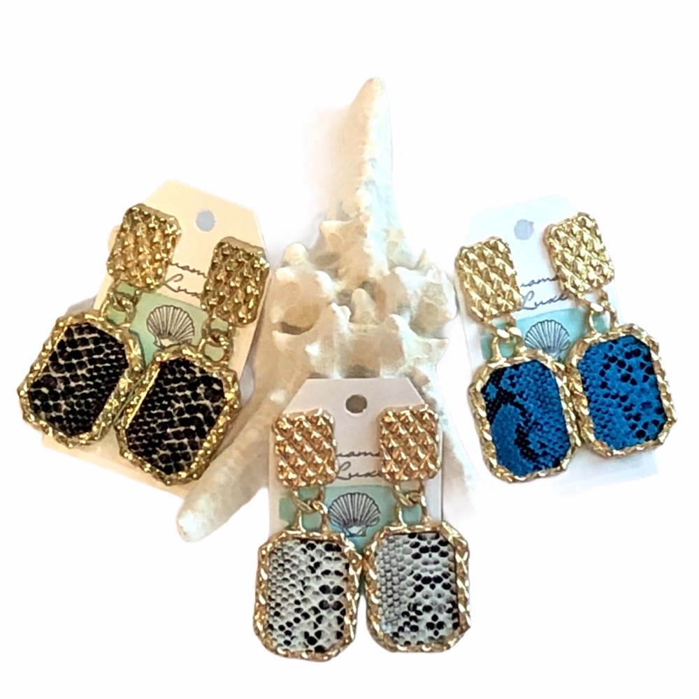 Faux Snakeskin Earrings